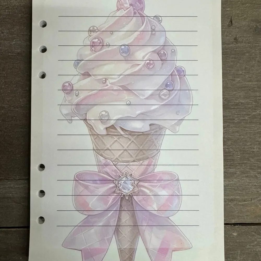 Coquette Ice Cream with Bow Size A5 Refill Paper (50 Sheets)
